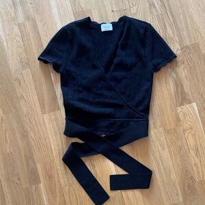 Aritzia Black Wrap Blouse